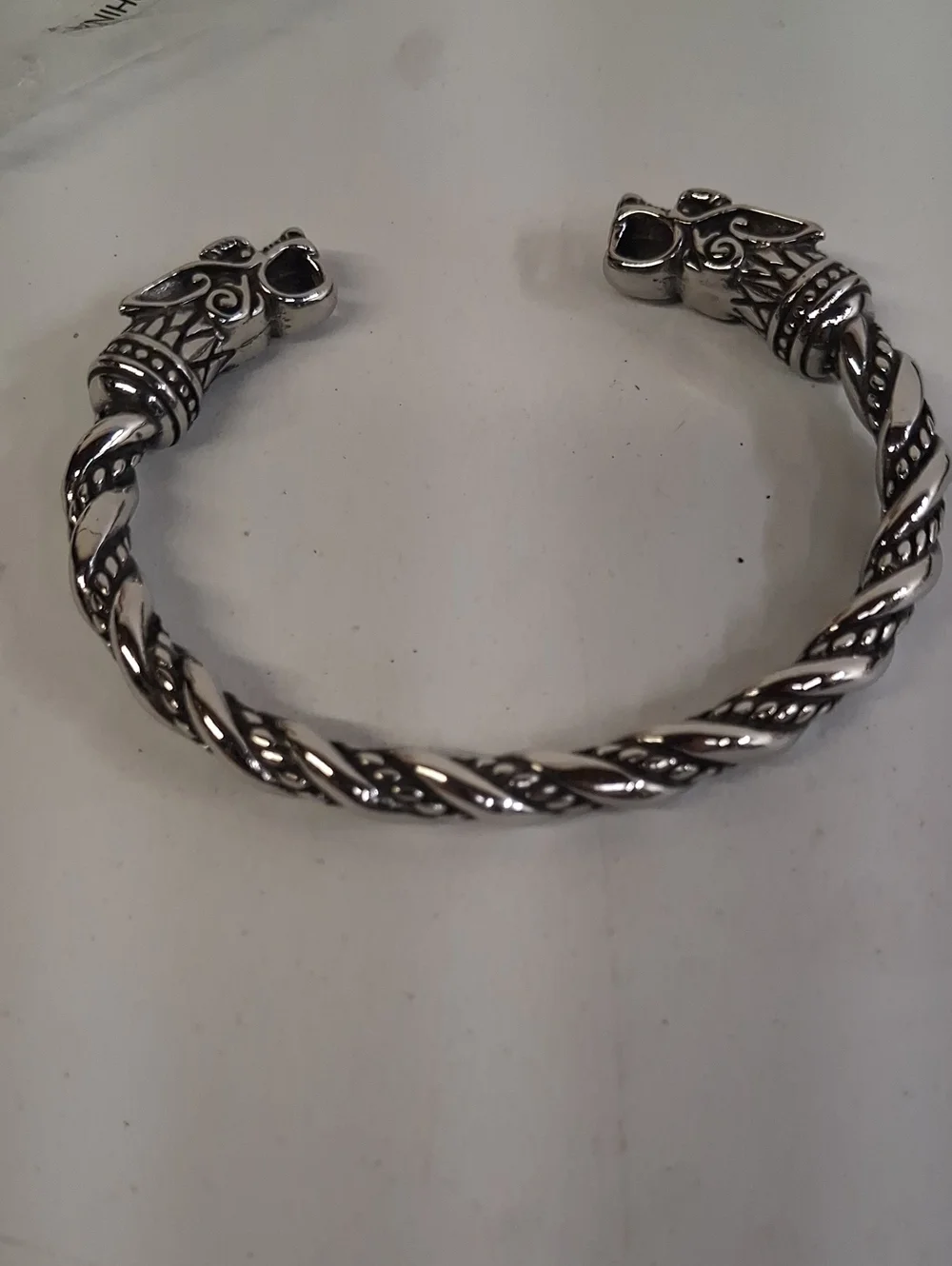 NWT Viking Wolf Fenrir Bangle Stainless Steel Norse Bracelet